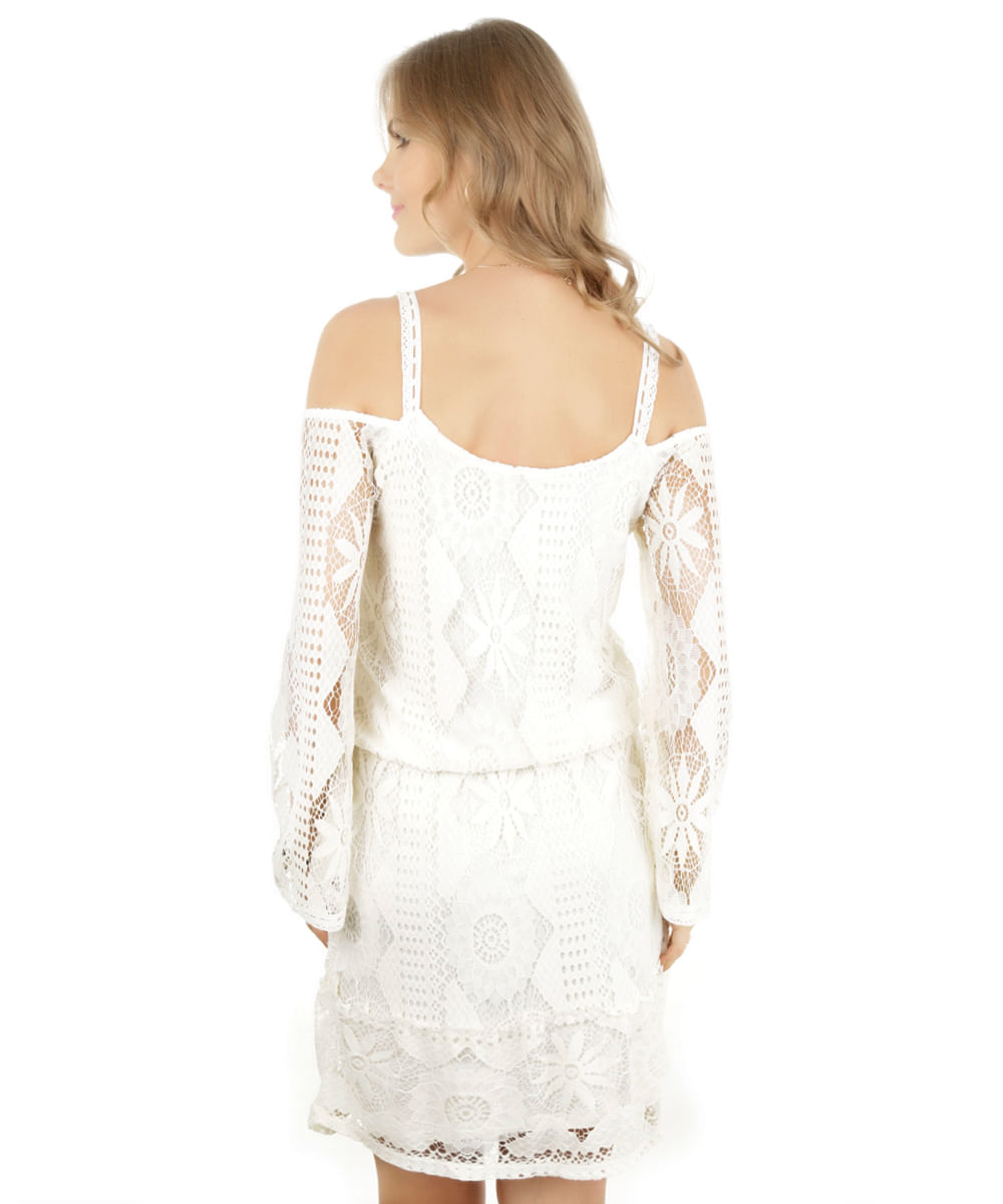 Vestido em Renda Off White