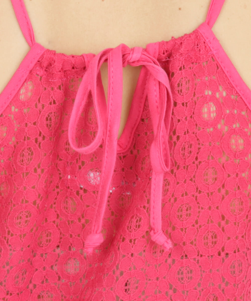 Regata Cropped de Renda Pink
