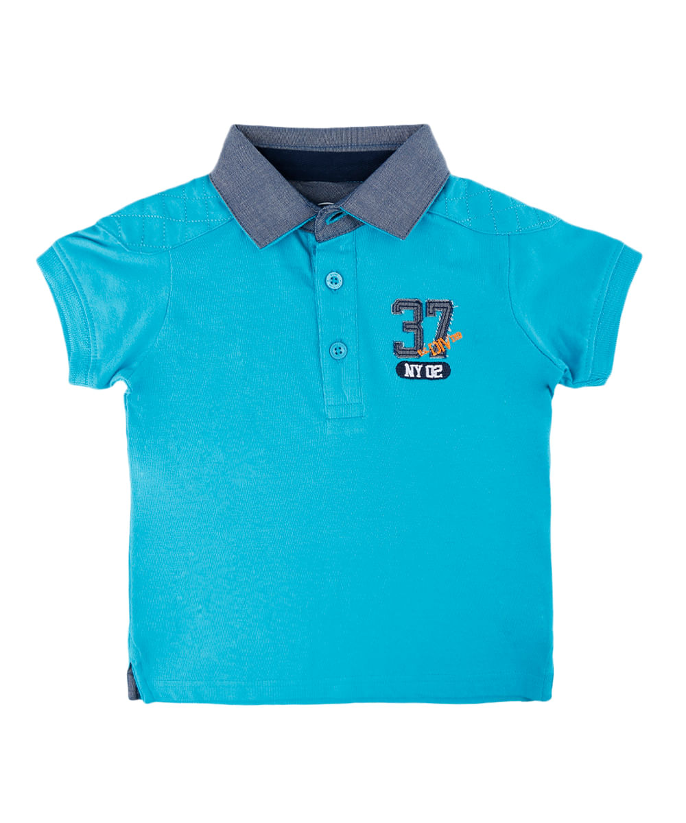 Polo com Recorte Menino Azul Claro