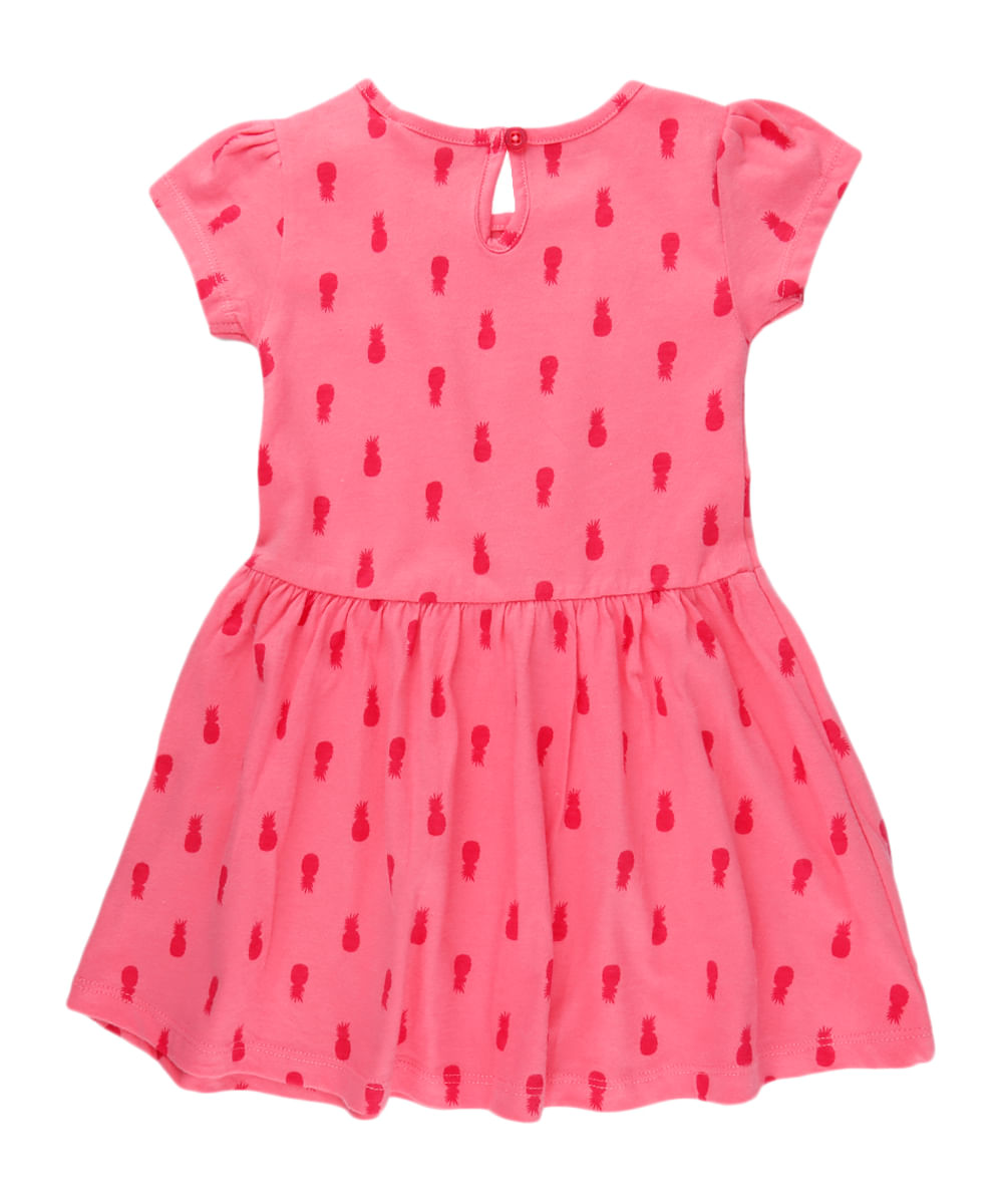 Vestido Estampado de Abacaxis Menina Rosa