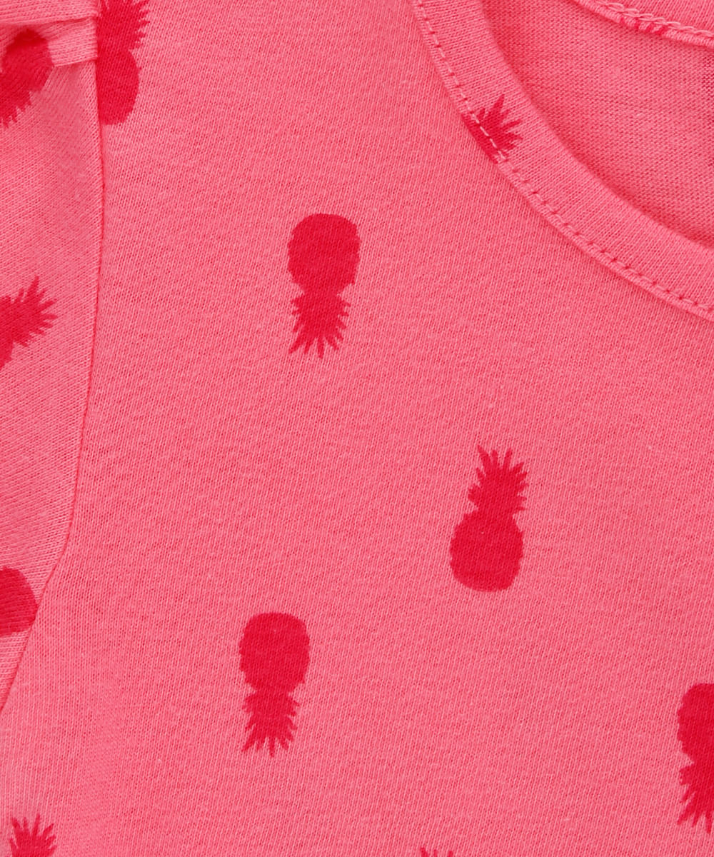 Vestido Estampado de Abacaxis Menina Rosa