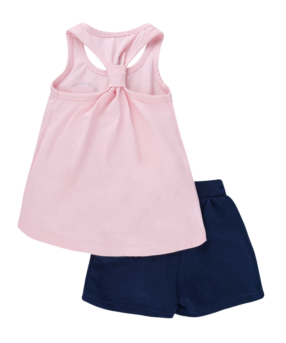 Conjunto Regata com Estampa Galinha Pintadinha + Short Menina Rosa