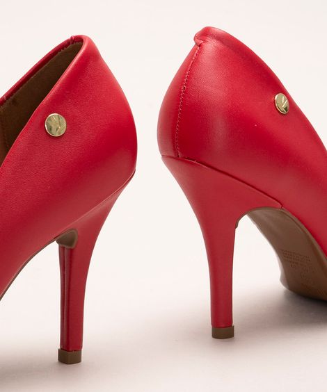 scarpin bico fino salto fino alto vizzano vermelho