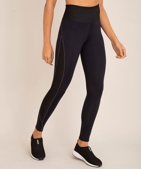 Calça Legging Feminina Esportiva com Recortes Preta