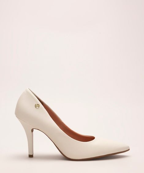 scarpin bico fino salto alto vizzano branco