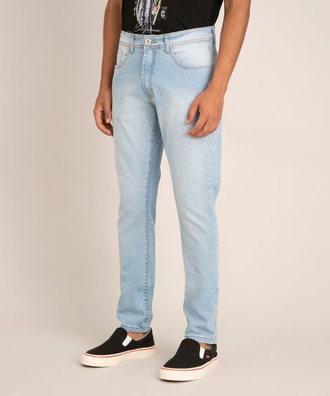 calça jeans slim azul claro