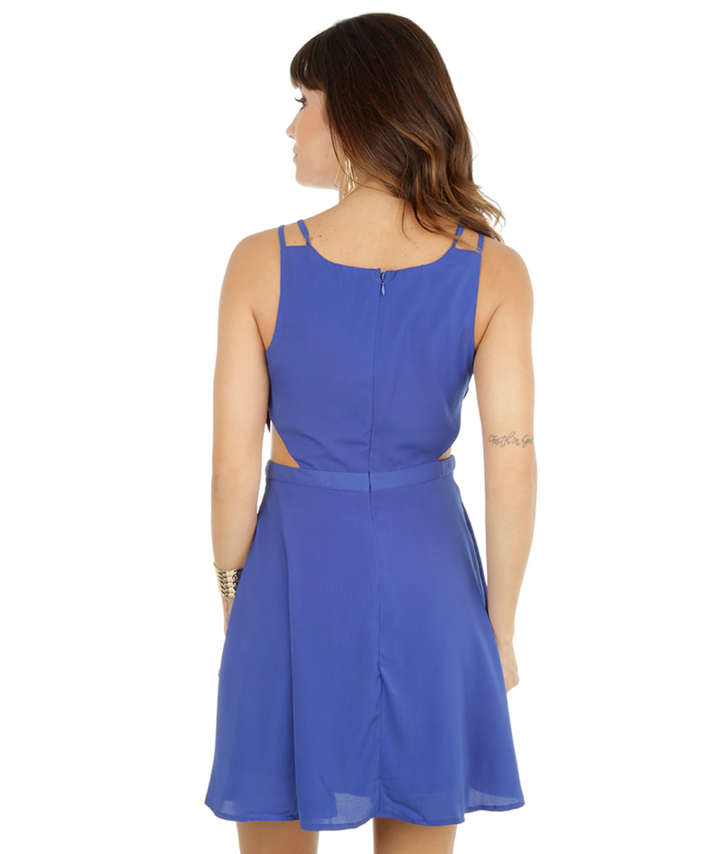 Vestido com Recorte Vazado Azul