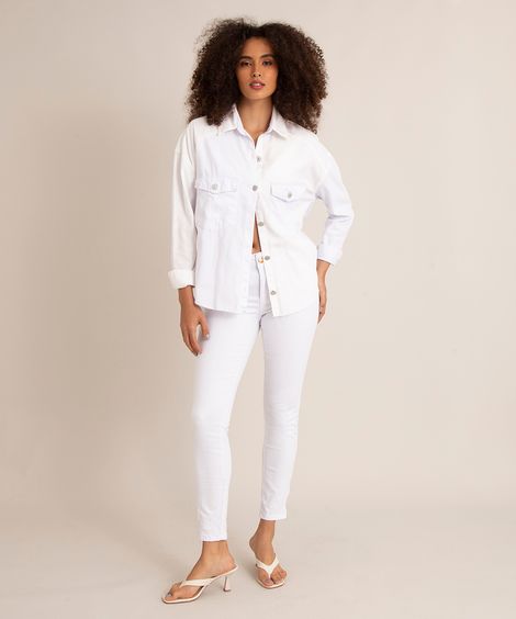 Calça de Sarja Feminina Super Skinny com Zíper na Barra