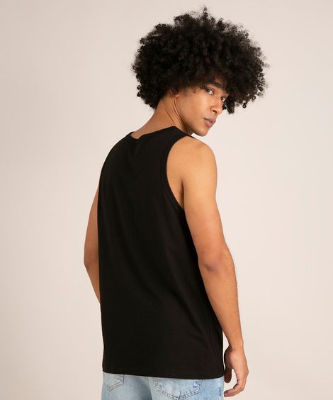 Regata Masculina Básica Gola Careca Preta