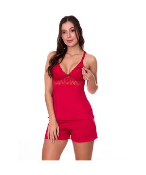 Baby Doll Amamentação Gestante em Microfibra Moda de Baixo - DR203 Vermelho