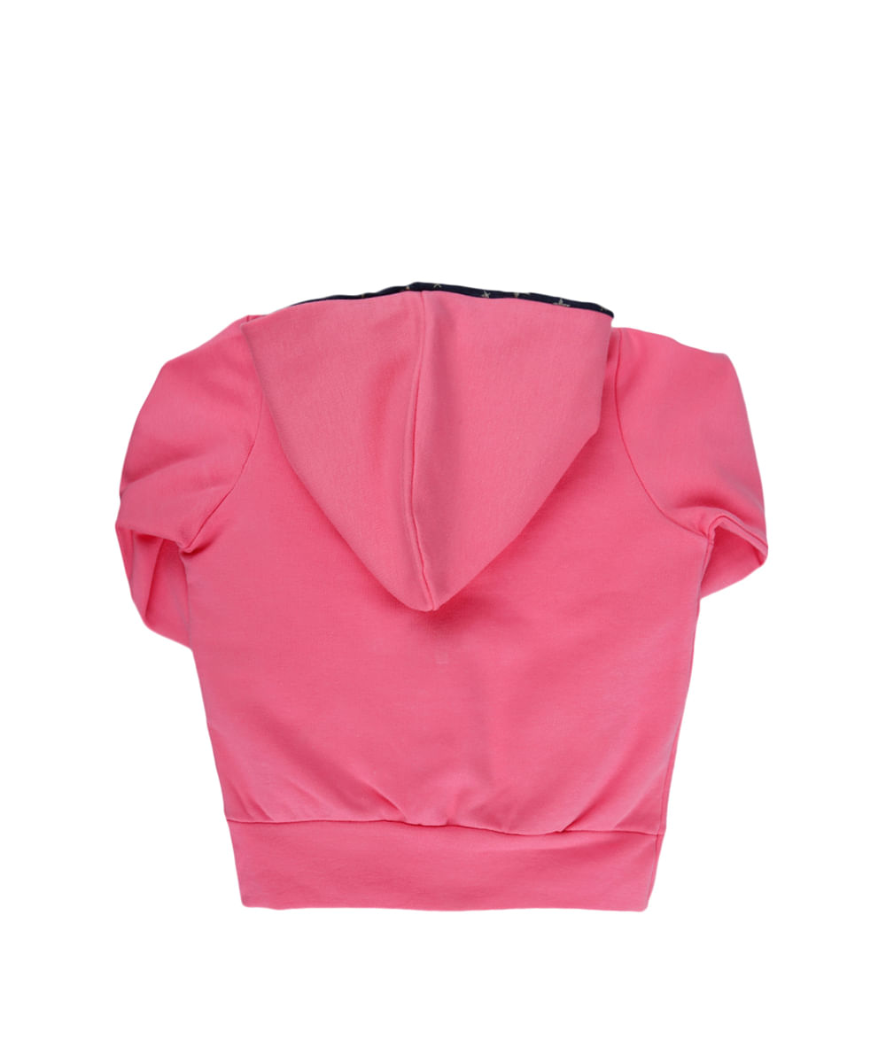 Blusão com Bordado Menina Rosa Claro