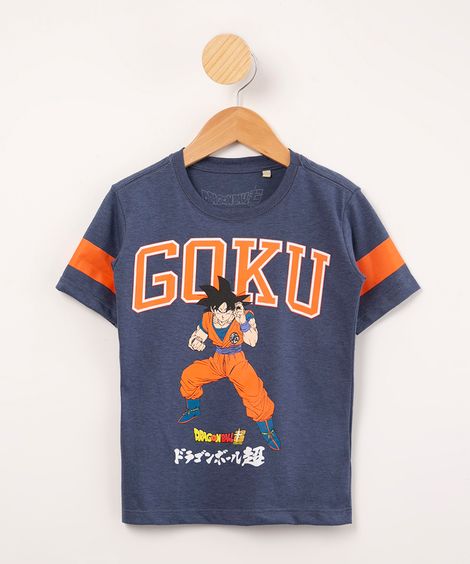 blusa infantil dragon ball manga curta  azul mesclado