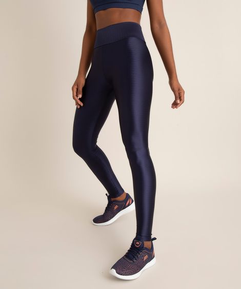 Calça Legging Feminina Esportiva Texturizada Azul Escuro