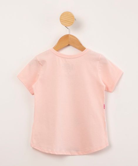 blusa infantil de algodão lol surprise "radical" com glitter manga curta rosa