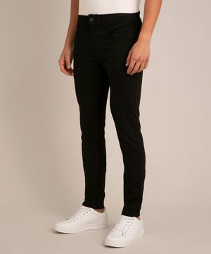 calça de sarja skinny stretch preto