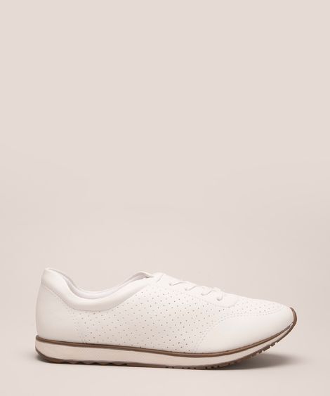 Tênis Feminino Casual Via Uno com Micro Furos Branco