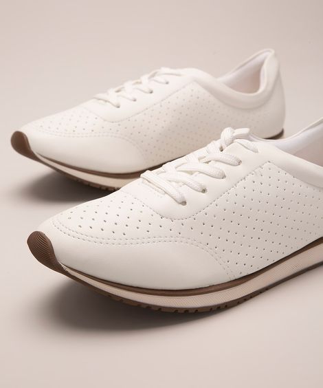 Tênis Feminino Casual Via Uno com Micro Furos Branco