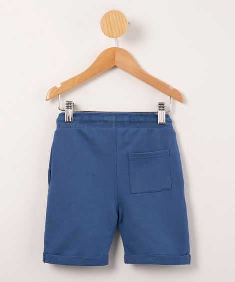 Bermuda Infantil em Moletom com Cordão e Bolsos Azul