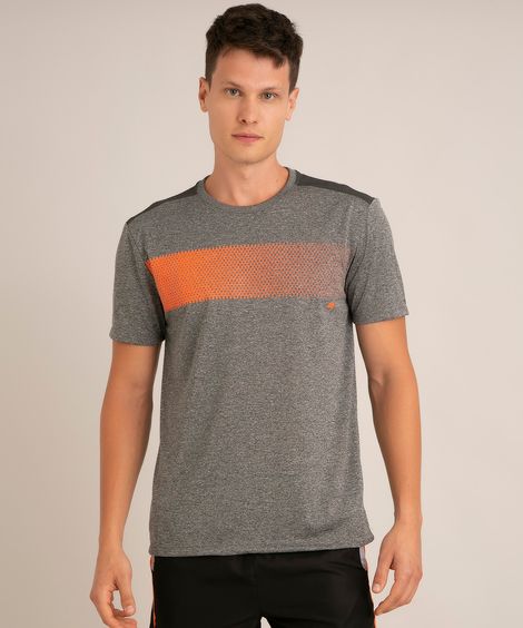 camiseta esportiva masculina com estampa degradê cinza