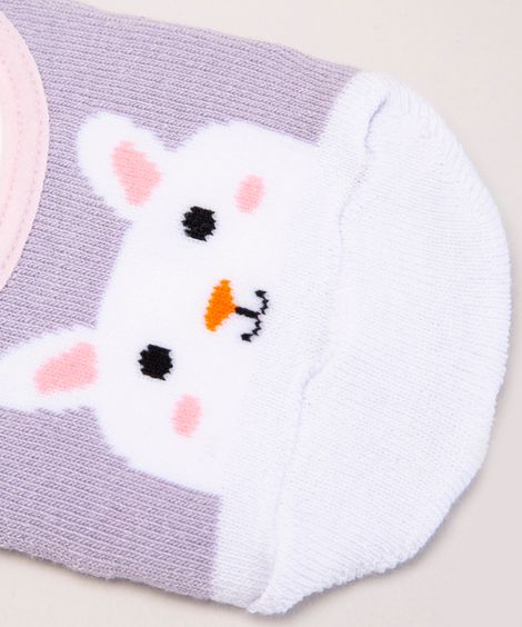meia sapatilha com elástico coelho  lilás