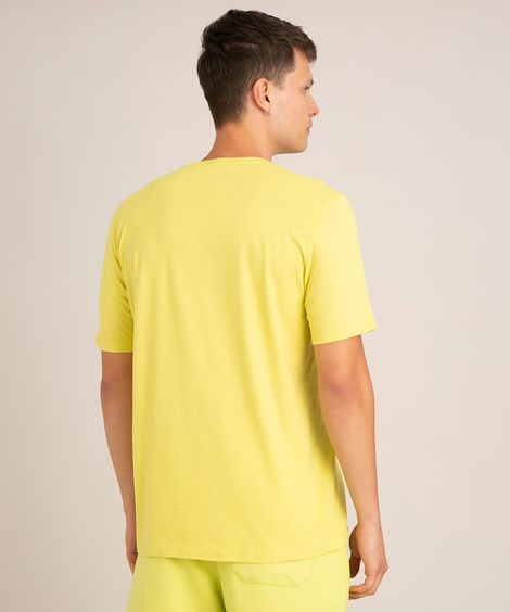 camiseta comfort de algodão básica manga curta gola careca verde neon