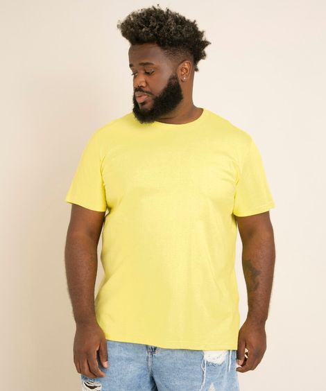 Camiseta Plus Size Manga Curta Gola careca amarelo claro 1