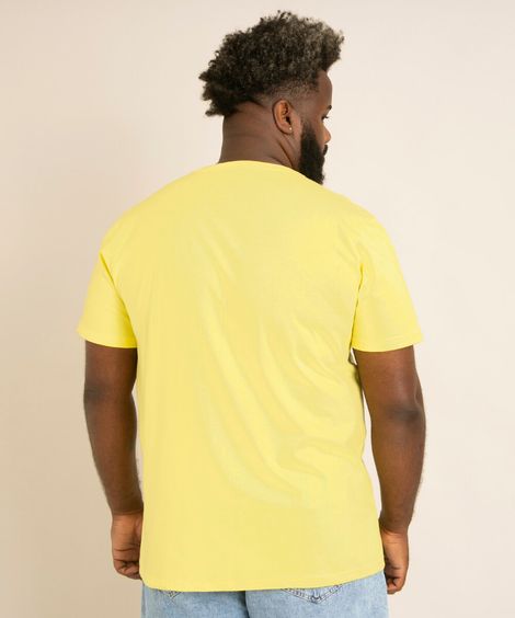 Camiseta Plus Size Manga Curta Gola careca amarelo claro 1
