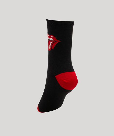 meia cano alto estampada the rolling stones preto