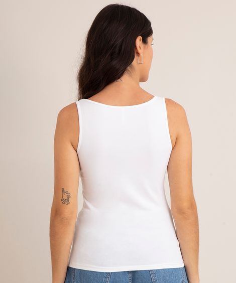 Regata Feminina Básica Decote Redondo Off White