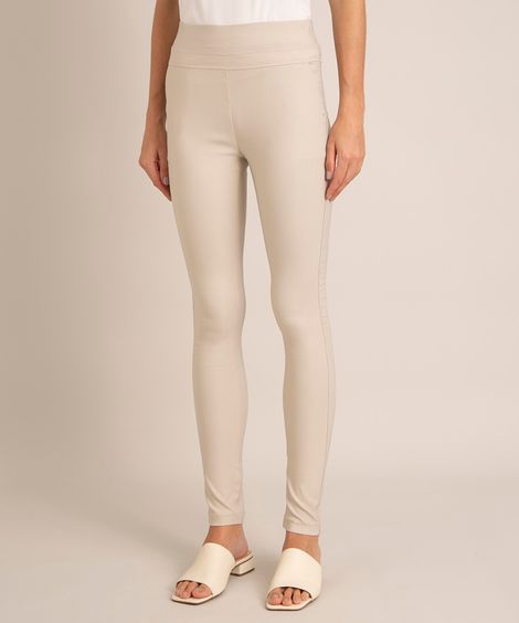 calça legging cintura alta com bolsos bege