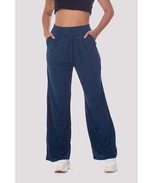 Calça Pantalona em Moletinho com Cós Elástico Amarração Zipituka 930 Azul Marinho