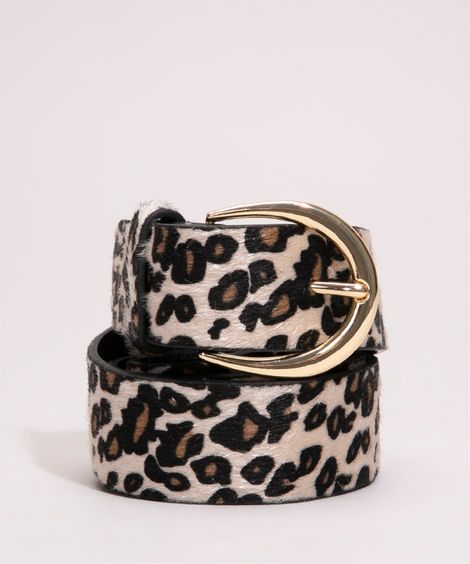 cinto médio com fivela estampa animal print  multicor