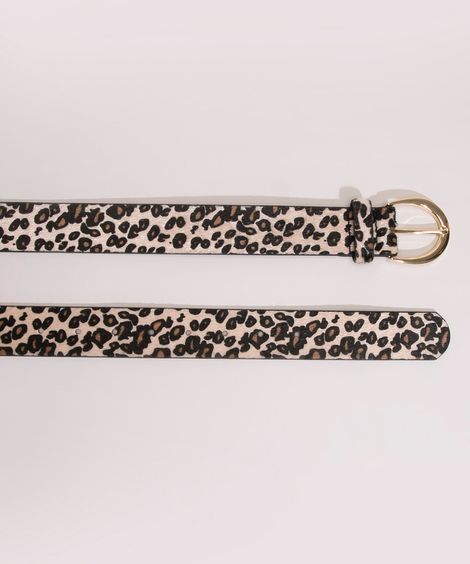cinto médio com fivela estampa animal print  multicor