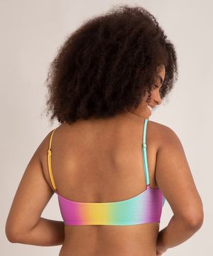 biquíni top triângulo estampado degradê com amarração bojo removível proteção uv50+ multicor