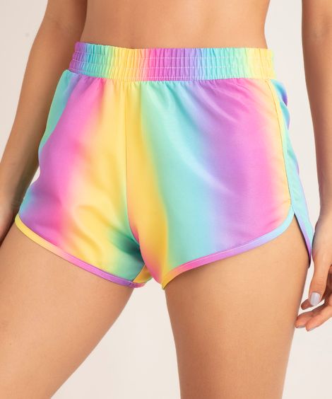 short running estampado degradê cintura média multicor
