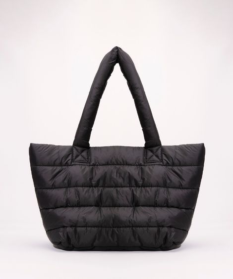 bolsa shopper de nylon puffer preta