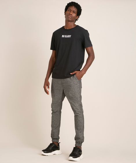 calça jogger com bolsos e cordão cinza  mescla