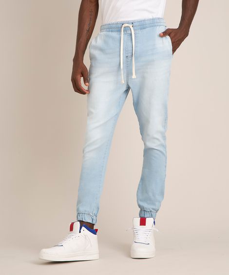 Calça Jeans Masculina Jogger Skinny Azul Claro