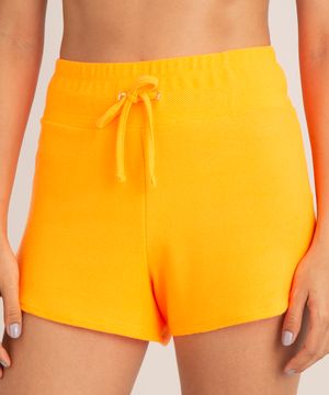 short running de moletinho laranja neon