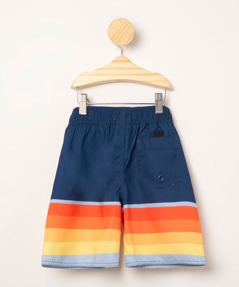 Bermuda Surf Infantil Estampada Listrado Azul Marinho