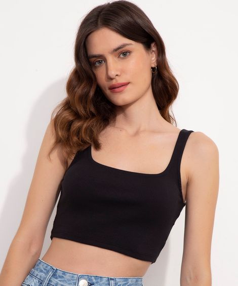 regata cropped canelada alça média decore reto mindset preta