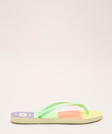 chinelo havaianas slim neon glow com glitter verde