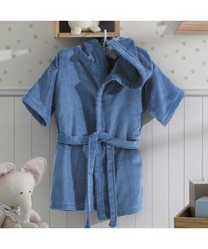 Roupão Infantil Felpa Velour Azul Ju 09 Com Capuz Döhler