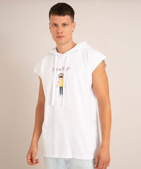 regata de moletinho rick and morty com capuz branca