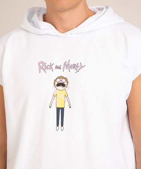 regata de moletinho rick and morty com capuz branca