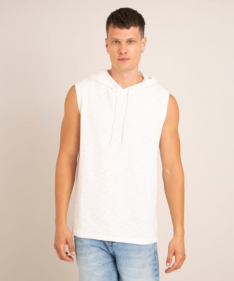 regata de moletinho com capuz off white