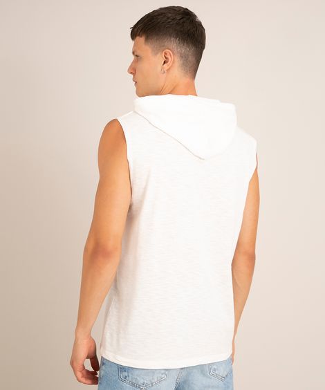 regata de moletinho com capuz off white