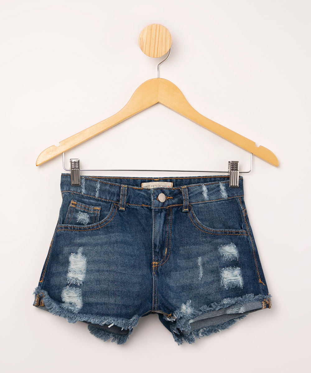 short jeans juvenil cintura alta