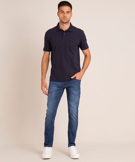calça jeans slim azul escuro