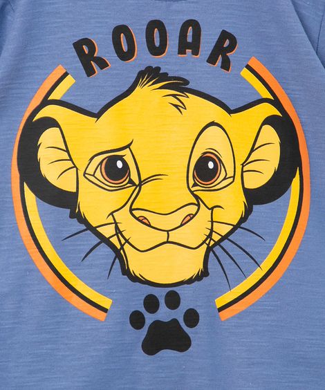 camiseta infantil manga longa de algodão estampa o rei leão azul